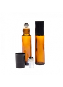 10ml Amber Glass Roll-on Bottle with Black Cap and Roller Ball